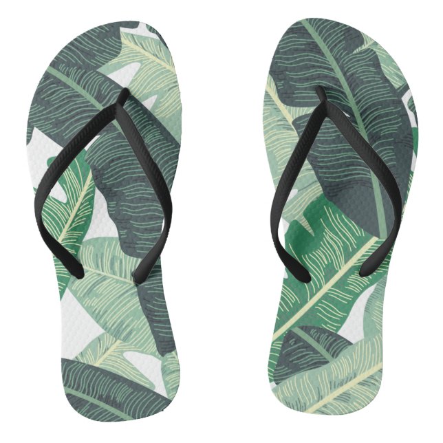 Chanclas Patrón tropical de hojas de plátano (Plantilla)