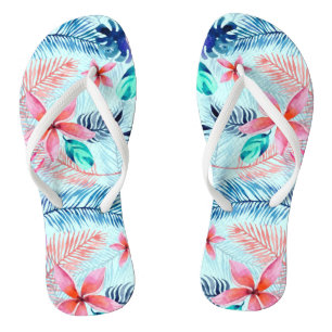 Chanclas Patrón tropical rosa azul