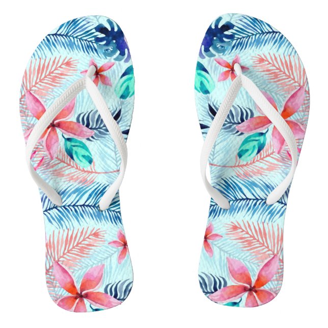 Chanclas Patrón tropical rosa azul (Plantilla)