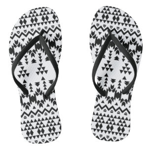 Chanclas Patrón vectorial geométrico azteca blanco y negro