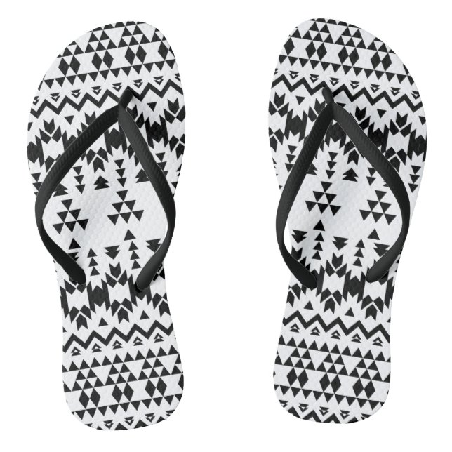 Chanclas Patrón vectorial geométrico azteca blanco y negro (Plantilla)