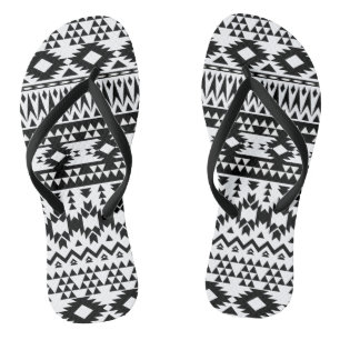 Chanclas Patrón vectorial geométrico azteca blanco y negro