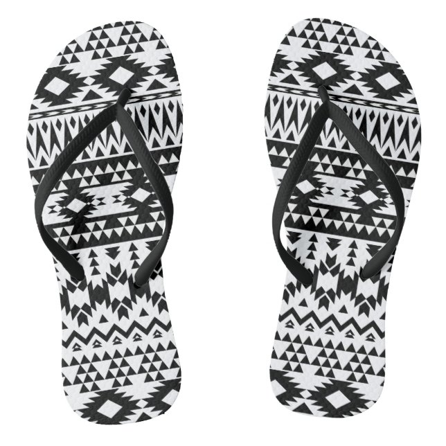 Chanclas Patrón vectorial geométrico azteca blanco y negro (Plantilla)