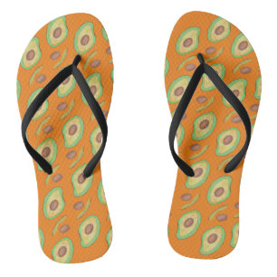 Chanclas Patrón verde de naranja y aguacate brillante