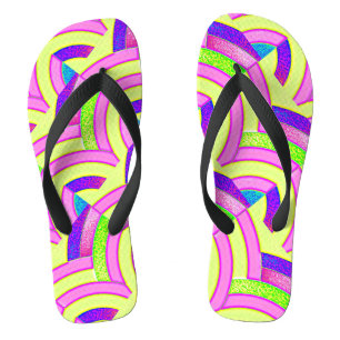 Chanclas patrón zigzag chevron amarillo rosa morado