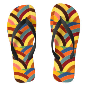 Chanclas patrón zigzag chevron azul amarillo rojo