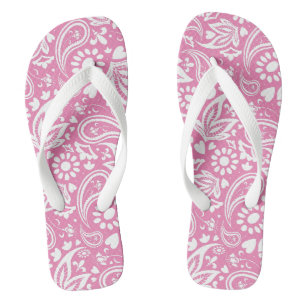 Chanclas Patronato de paisley rosa y blanca bonito