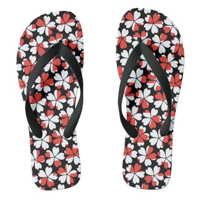 Chanclas Patrones de flores blancas rojas lindas (Plantilla)