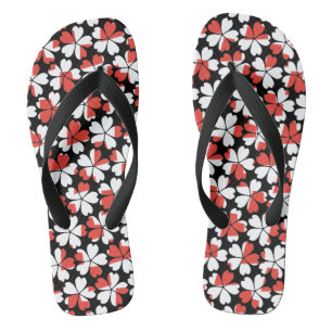 Chanclas Patrones de flores blancas rojas lisas