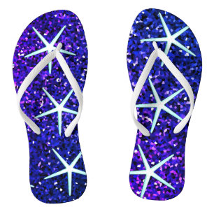 Chanclas Patrones de pez estrella de naranja azul Purpurino