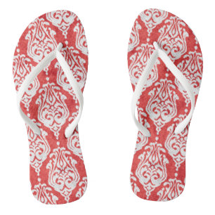 Chanclas Patrones tribales ikat de damasco rojos y blancos 