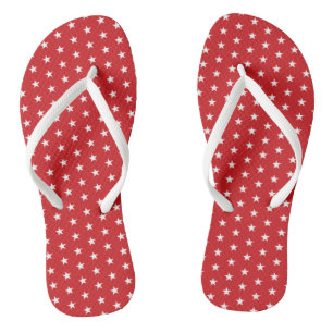 Chanclas Patrótico Rojo Blanco Patrón Estrella 4 de Julio 