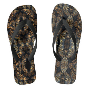 Chanclas Pattren sin soldadura de mariposa negra y dorada