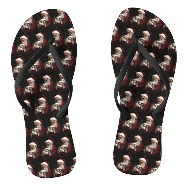 Chanclas Pekingeses con Navidades festivos de Santa Claus (Plantilla)
