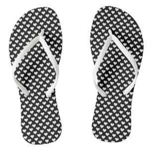 Chanclas Pequeños corazones Black White Flip Flops