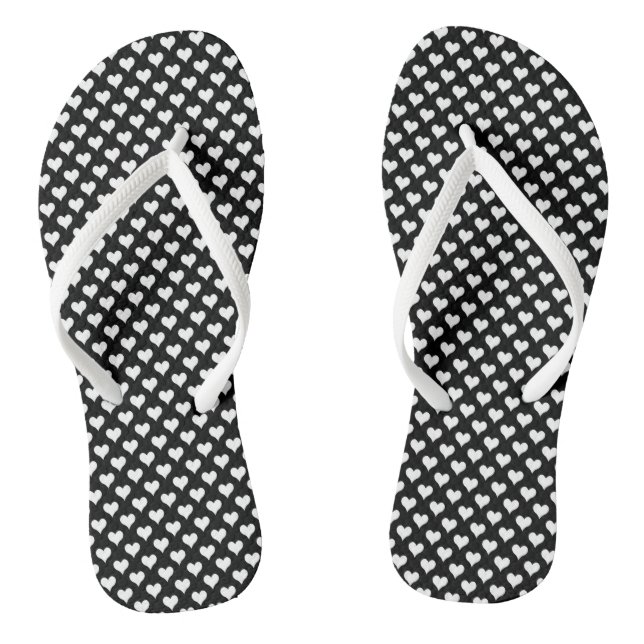 Chanclas Pequeños corazones Black White Flip Flops (Plantilla)