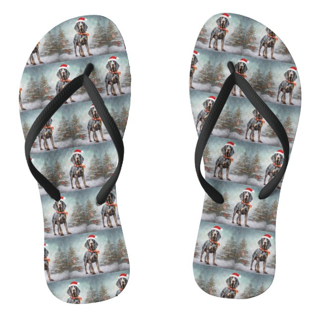 Chanclas Perro Bluetick Coonhound en Navidad con Nieve (Plantilla)