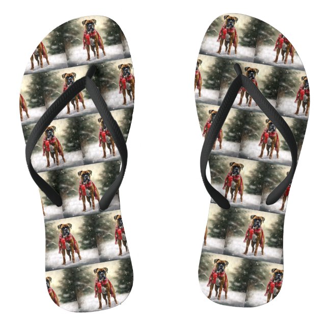 Chanclas Perro Boxer en Navidad con Nieve (Plantilla)