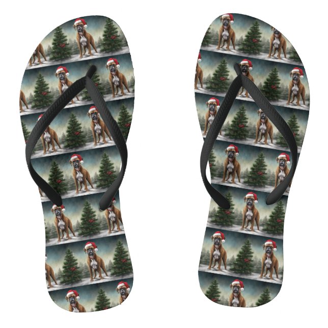 Chanclas Perro Boxer en Navidad con Nieve (Plantilla)