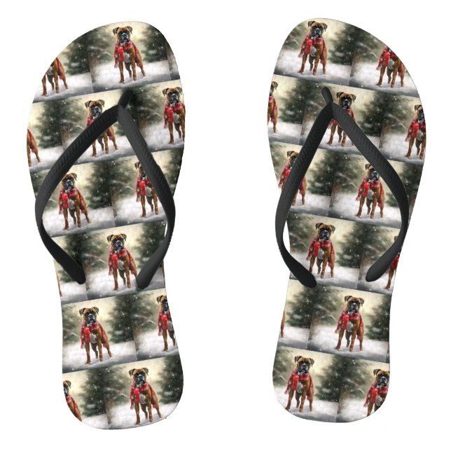 Chanclas Perro Boxer en Navidades de Nieve (Plantilla)