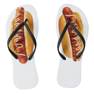 Chanclas perro caliente de SlipperyJoe's con vibra de BBQ d