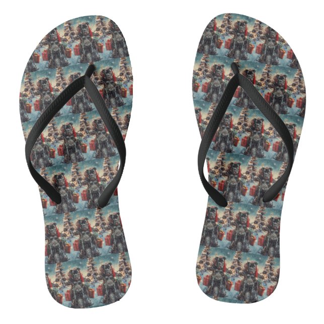 Chanclas Perro Cane Corso montando motocicleta Navidad  (Plantilla)