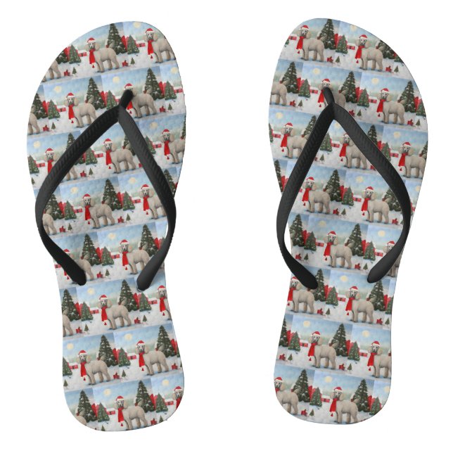 Chanclas Perro Caniche en Navidad con Nieve (Plantilla)
