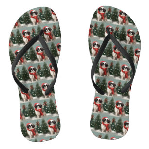 Chanclas Perro chino chino en Navidades de nieve