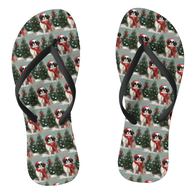 Chanclas Perro chino chino en Navidades de nieve (Plantilla)
