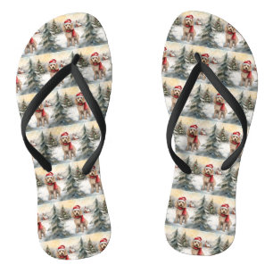 Chanclas Perro Cockapoo en Navidades de nieve