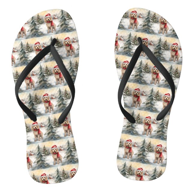 Chanclas Perro Cockapoo en Navidades de nieve (Plantilla)