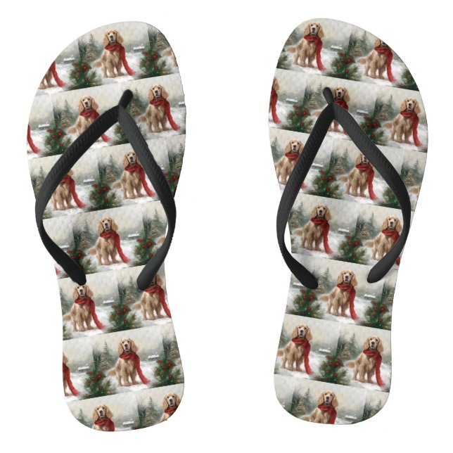 Chanclas Perro Cocker Spaniel en Navidad en la Nieve (Plantilla)