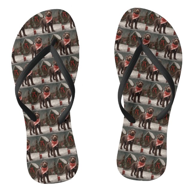 Chanclas Perro con cabello alambrado apuntando en Navidades (Plantilla)