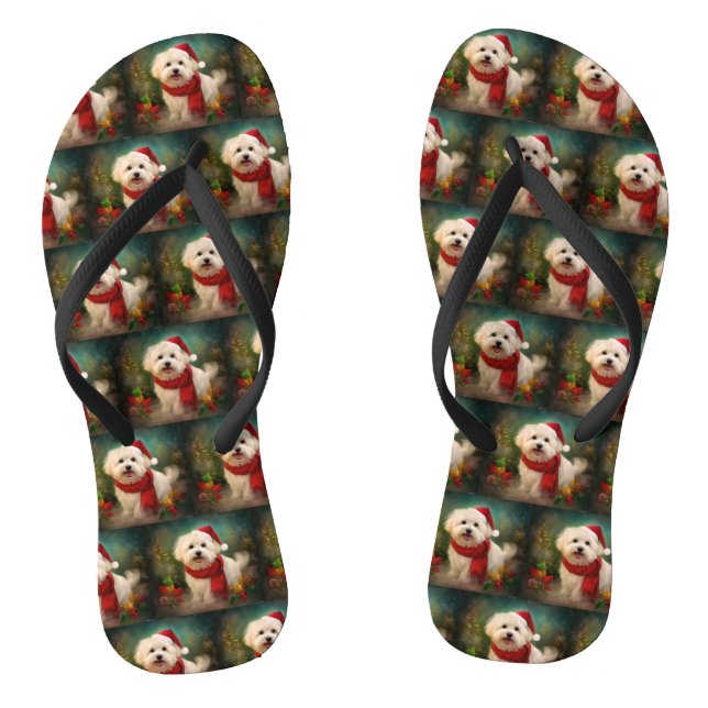 Chanclas Perro Coton De Tulear en Navidad con Nieve (Plantilla)