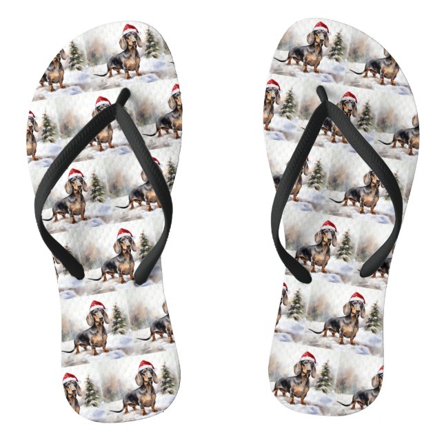 Chanclas Perro Dachshund en Navidad Nieve (Plantilla)