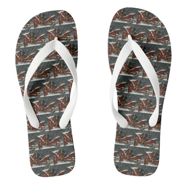 Chanclas Perro Dachshund Navidad Festiva (Plantilla)