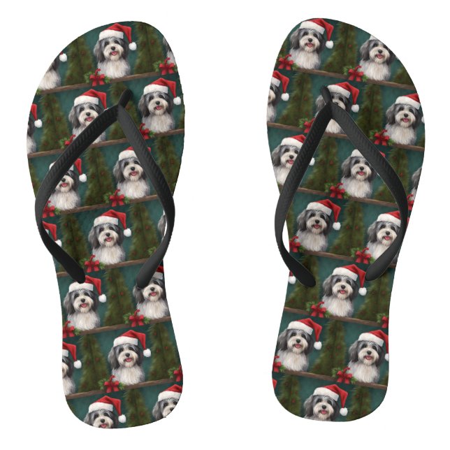 Chanclas Perro de Haván en Navidades de nieve (Plantilla)