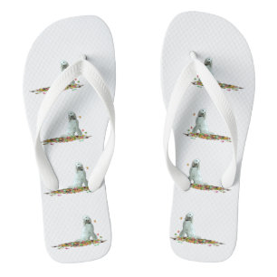 Chanclas Perro De Labradoodle En Hojas Flip Flops