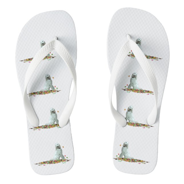 Chanclas Perro De Labradoodle En Hojas Flip Flops (Plantilla)
