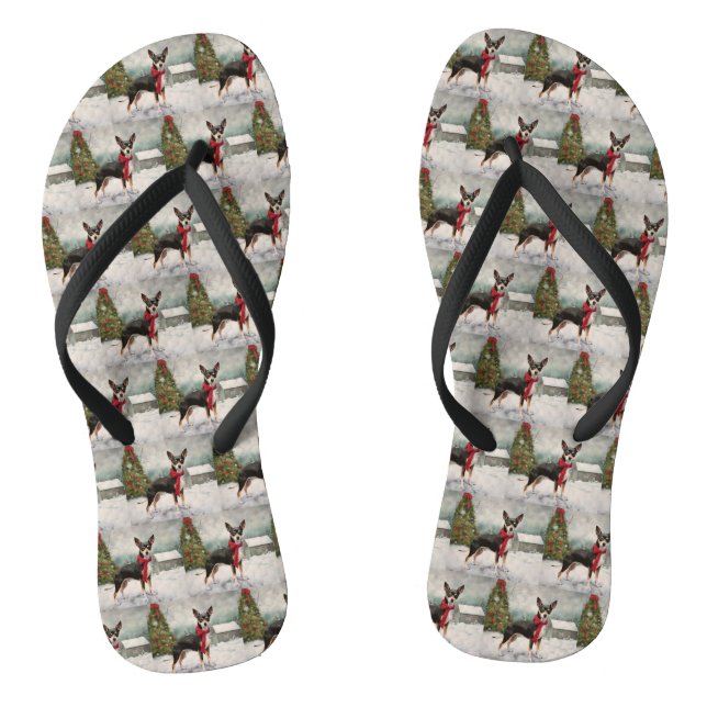 Chanclas Perro de Rat Terrier en Navidades de Nieve (Plantilla)