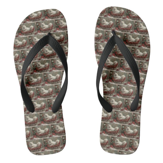 Chanclas Perro Esquimal Americano Navidad Festiva (Plantilla)