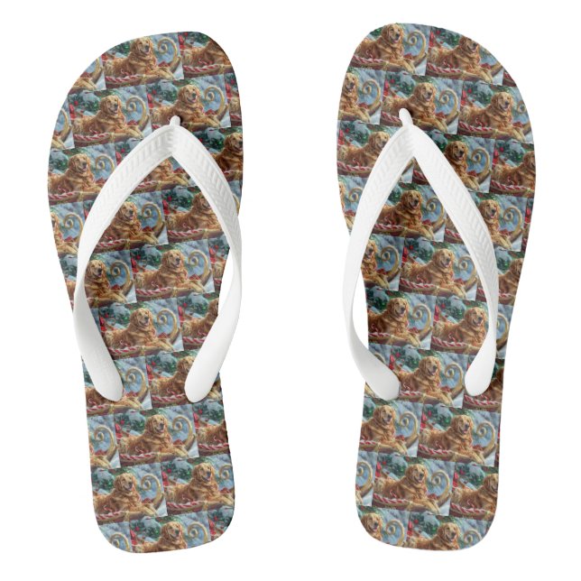Chanclas Perro Golden Retriever Navidad Festiva (Plantilla)