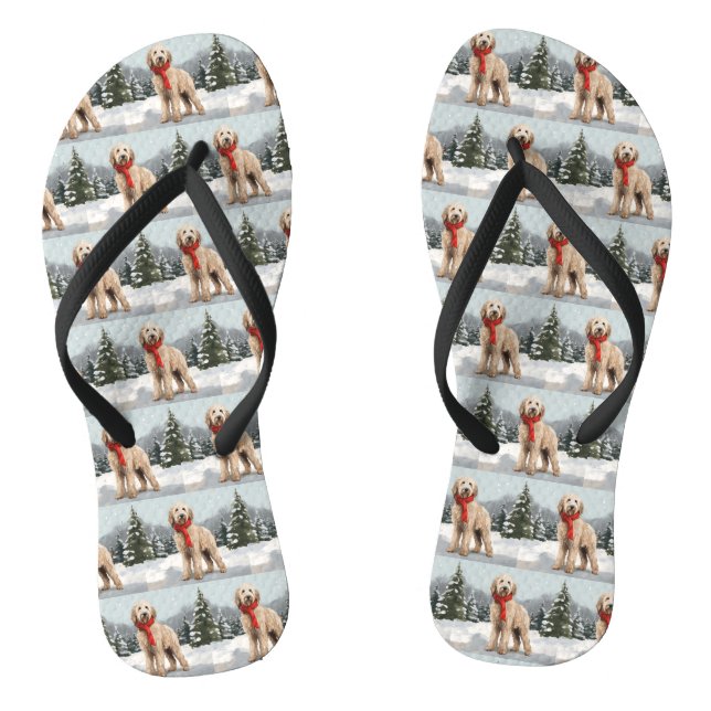 Chanclas Perro Goldendoodle en Navidades de Nieve (Plantilla)