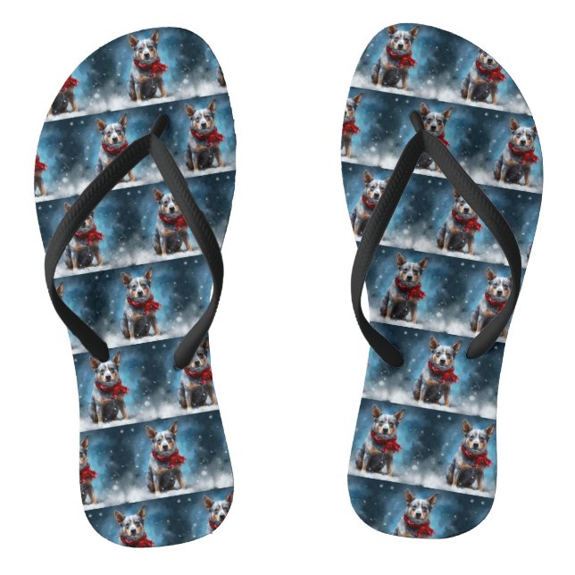 Chanclas Perro Heeler Azul en Navidades de Nieve (Plantilla)