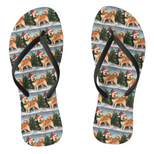 Chanclas Perro Inu Shiba en Navidades de Nieve