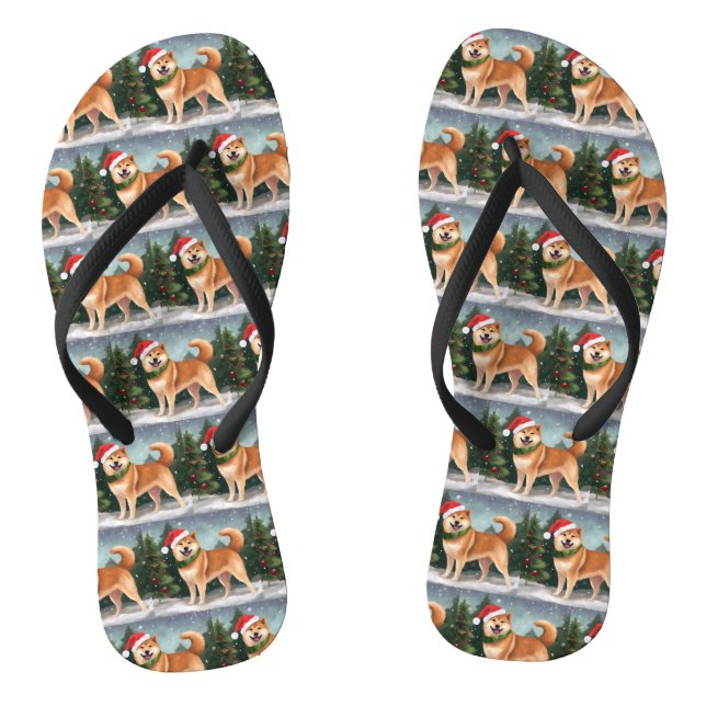 Chanclas Perro Inu Shiba en Navidades de Nieve (Plantilla)
