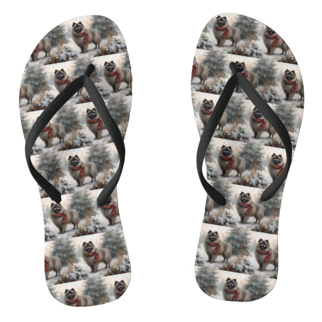 Chanclas Perro Keeshond en Navidades de nieve (Plantilla)
