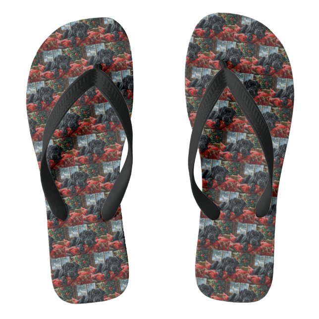 Chanclas Perro Labrador Negro Navidad Festiva (Plantilla)