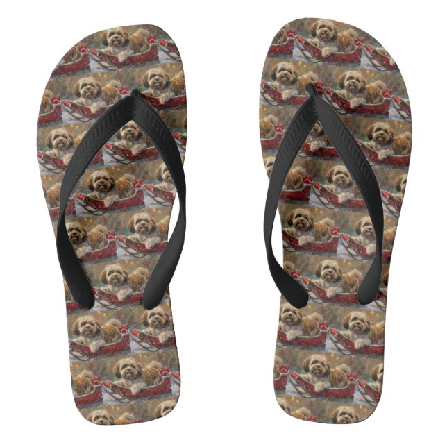 Chanclas Perro Lhasa Apso Festividad de Navidad (Plantilla)