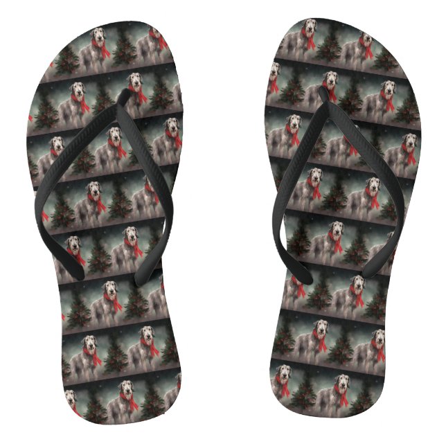Chanclas Perro lobo de Irlanda en Navidad con nieve (Plantilla)